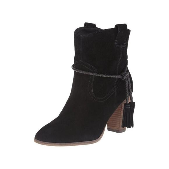 Dolce Vita Melah Tassel Black Suede Booties Ankle Boots Size 9 - Picture 1 of 9